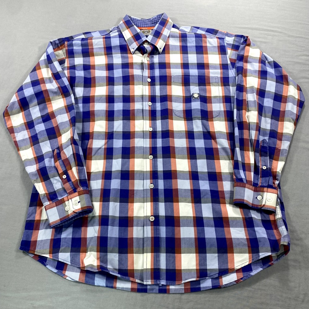 Cinch Shirt Adult Large Blue White Plaid Button Up Cowboy Western Casual Mens
